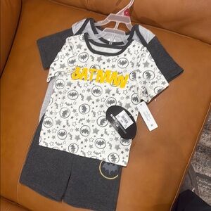 Batman Kids Pajamas Set - Gray and White, 3 piece